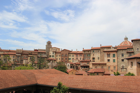 Tokyo, Japan - May 29, 2013: Beautiful buildings are decorated in Italian port city style at Mediterranean Harbor, Tokyo DisneySea.のeditorial素材