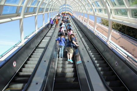 Los Angeles, California, USA - March 12, 2015: The series of escalators called Starway connect two...