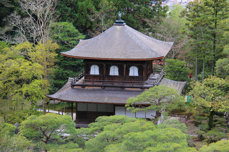 Kyoto, Japan - April 11, 2015: Ginkaku-ji or Temple of the Silver Pavilion, shogun Ashikaga Yoshimasa's retirement villa, is a Zen temple in Sakyo ward of Kyoto, Japan.のeditorial素材
