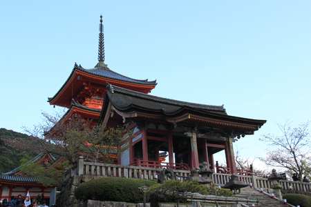 Kyoto, Japan - April 11, 2015: Kiyomizudera, one of the most celebrated temples of Japan, was added to the list of UNESCO World Heritage Sites in 1994.のeditorial素材