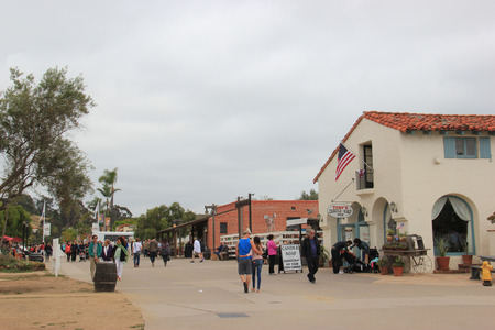 San Diego, California, USA - May 25, 2015: Old Town San Diego State Historic Park, a state protected historical park in San Diego, commemorates the early days of the town of San Diego and includes many historic buildings from 1820 to 1870.のeditorial素材