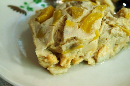 A piece of steamed custard Jack fruit flavor with Jack fruit and Jack fruit seed ingredient, value...