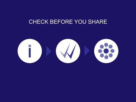 Illustration diagram vector of checking the information, making sure and trustworthy before sharing, to avoid dangerous to social from fake or bad content especially in crisis or sensitive periodのイラスト素材
