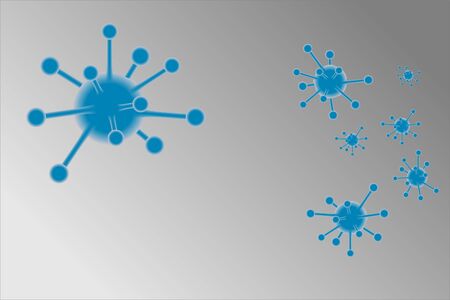 Illustration of virus like shape on gradient grey background with space for write wording, for making PR media in coronavirus pandemic crisis is dangerous and affect health and economic problemのイラスト素材