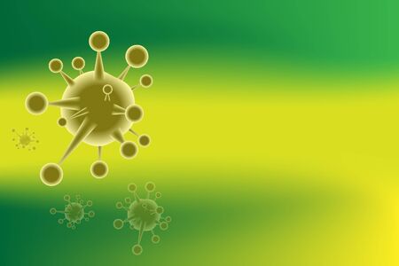 Illustration of green tone virus like shape on yellow green holographic backgroundのイラスト素材