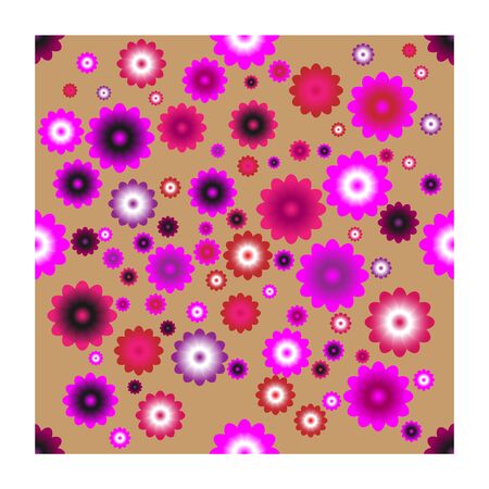 Seamless vector illustration of multi color flower shape on earth tone brown background, pattern for making printing paper work or textile artworkのイラスト素材