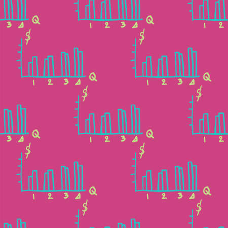Seamless vector illustration of business and knowledge doodle in pastel color on sweet pastel background for making many kinds of online or printed media and marketing materialsのイラスト素材