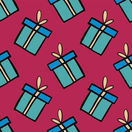 Seamless vector of present or gift box on pastel background for making many kinds of online or printed media for winter or coming season's greetingのイラスト素材