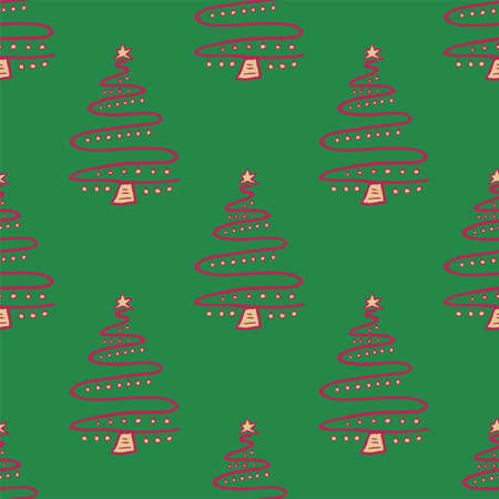 Seamless vector of free hands christmas tree on pastel background for making many kinds of online and offline media, paper printing or fabric workのイラスト素材