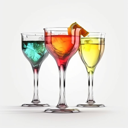 Colorful cocktails on a white background. 3d illustration. Isolatedの素材