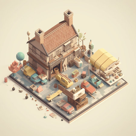 3D isometric city concept illustration. Building, architecture and infrastructure.の素材