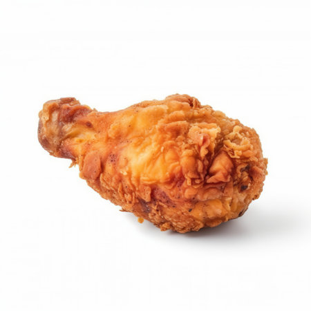 Fried chicken isolated on white background with clipping path, Top view.の素材