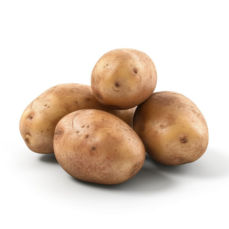 Potatoes isolated on white background. 3D illustration, clipping pathの素材