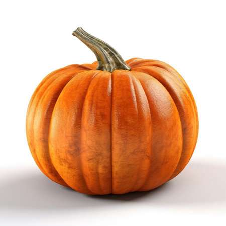 Pumpkin isolated on white background. 3D illustration, clipping pathの素材