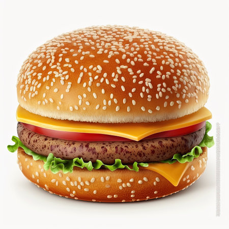 Hamburger isolated on a white background. 3d render.の素材