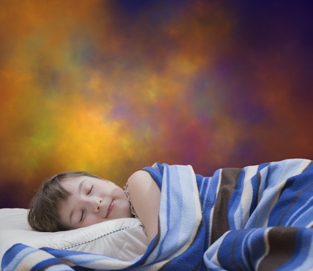 Sleeping girl on abstract backgroundの写真素材