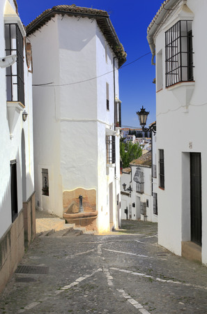 Street in old town, Ronda, Andalusia, Spainの写真素材