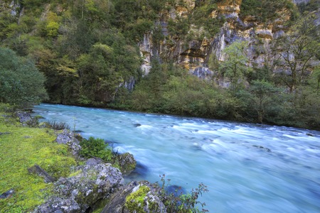 River in Caucasus mountains, Abkhazia, Georgiaの写真素材