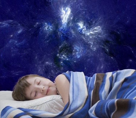 Sleeping girl on abstract backgroundの写真素材