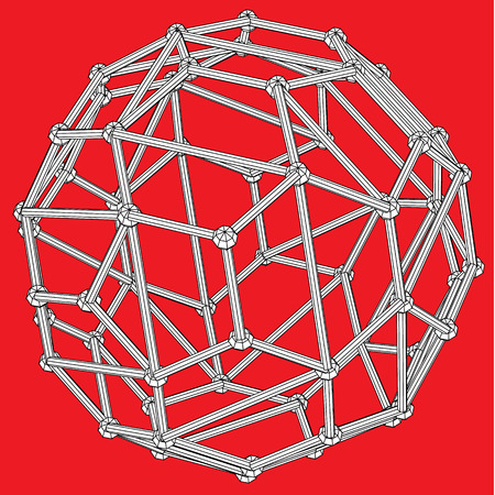 Abstract red 3d wireframe abstract net sphereのイラスト素材