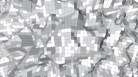 Abstract 3d gray mesh wireframe surface scientific backgroundのイラスト素材