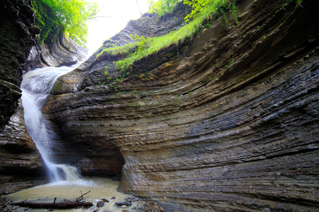 Waterfall at the mountais forest water canyonの写真素材