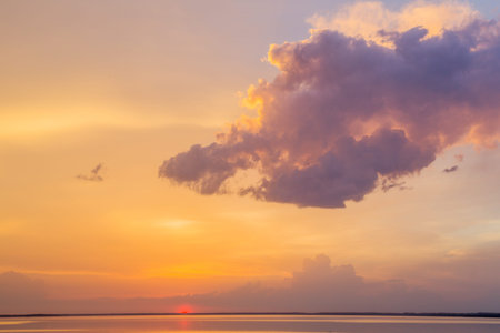 Sunset water orange sky lake cloud sea