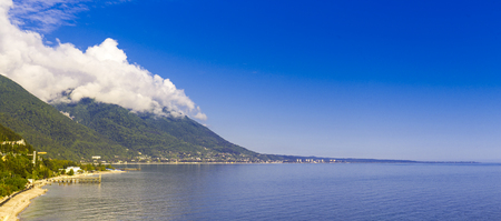 Beautiful seashore with mountains bay harbor seaの写真素材