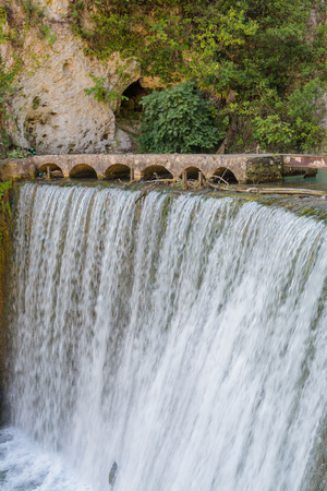 Waterfall with natural background at New Athos, Abkhaziaの写真素材