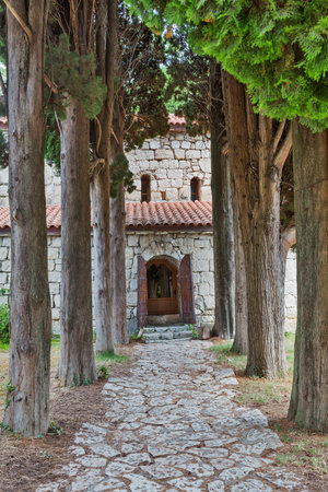 Paved road to Abaata church Gagra Abkhazia Georgia