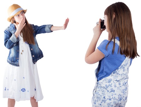 Teen girl's private territory, no photo, on white backgroundの写真素材