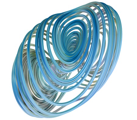 3D illustration of abstract figures made of elastic ribbonsの写真素材