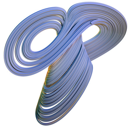 3D illustration of abstract figures made of elastic ribbons