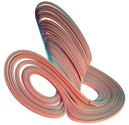 3D illustration of abstract figures made of elastic ribbonsの写真素材