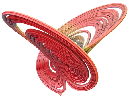 3D illustration of abstract figures made of elastic ribbonsの写真素材