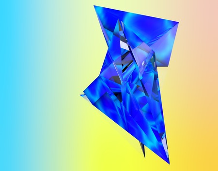 3D illustration of irregular polygonal  polyhedron colored objectの写真素材