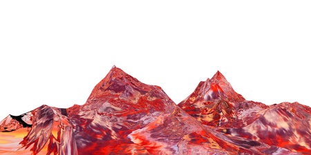 3D illustration of surreal jelly mountains on white backgroundの写真素材