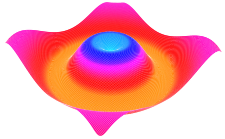 3D illustration of surface dimentional graph of mathematical functionの写真素材