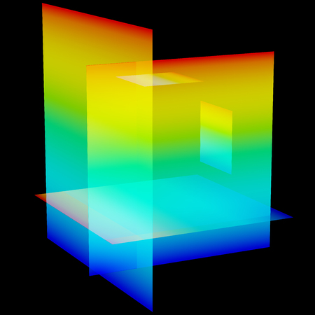 3D illustration of surface dimentional graph of mathematical functionの写真素材