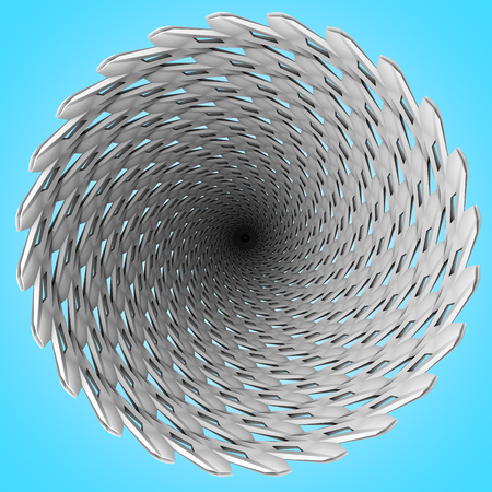 3D illustration of structured grey grid tunnelの写真素材