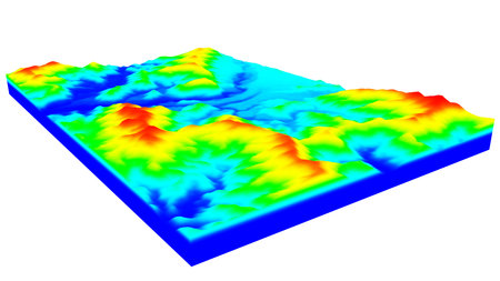 3D illustration of terrain surface structure looks like topography map