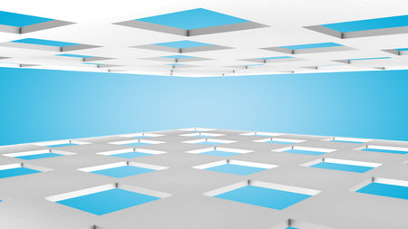 3D illustration of three-dimensional matrix plates structureの写真素材