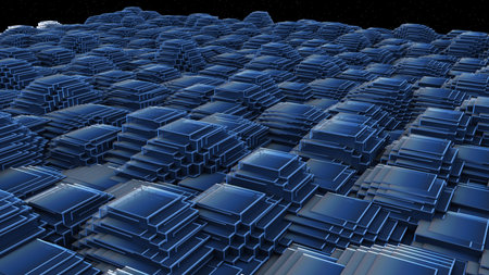3D illustration of poly relief surface template structure