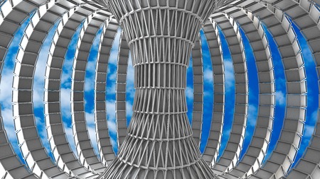 3D illustration of object like spaceship stationの写真素材