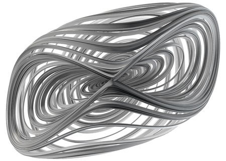 3D illustration of abstract figures made of elastic ribbonsの写真素材