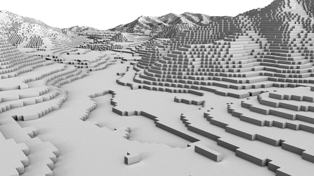 3D illustration of terrain surface structure looks like topography mapの写真素材