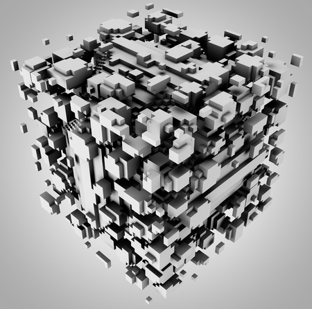 3D illustration of three-dimensional model consist of blocksの写真素材