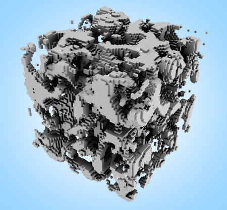 3D illustration of three-dimensional model consist of blocks