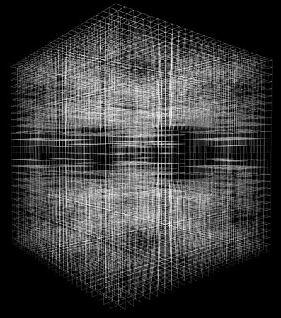 3D illustration of abstract cube construction data storage