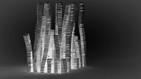 3D illustration of abstract columns made of boxes